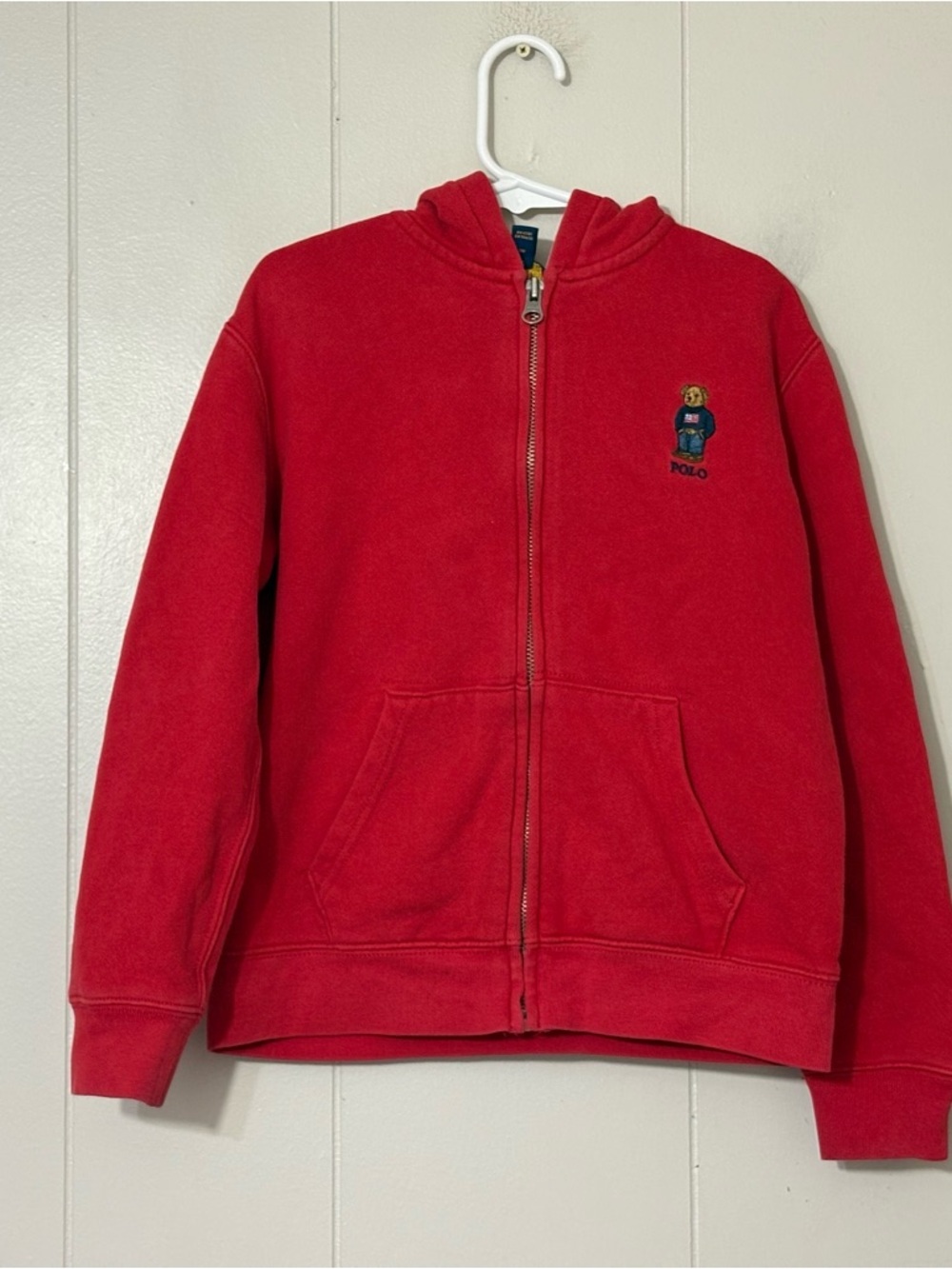 Polo Ralph Lauren Bear Hoodie Red Full Zip Kids Size 7